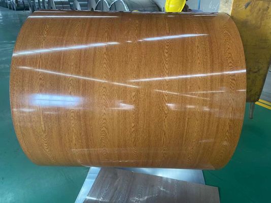 PVDF Printech Wood Grain Color Coil รับประกัน 50 ปี 3003H24 อลูมิเนียมโค้ล 0.80*1200 โค้ลเคลือบสี