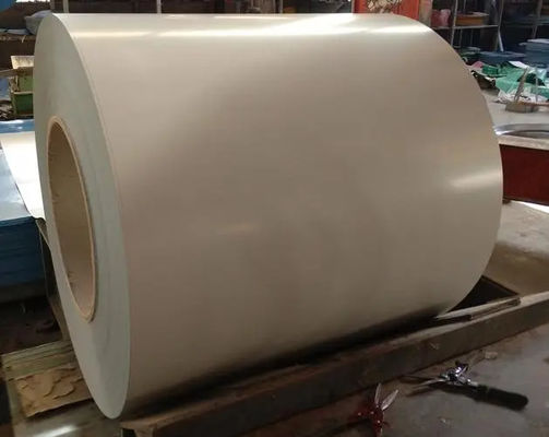RAL1014 ไอวอรี่ PVDF AkzoNobel อลูมิเนียมโค้ล 3003 H24 PE/สีเคลือบ/พรีพีท/สีเคลือบ อลูมิเนียม Mill จบ