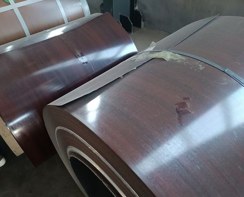 0.48mm Printech PPGI พิมพ์แบบเมล็ดไม้ พิมพ์แบบกลมเหล็กเหล็กกระปุก ออกแบบความทนทานต่อการกัดกร่อนที่ยั่งยืน