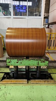 สีถั่ว PPGL HDP ผงไม้ รับประกัน 30 ปี AZ165 Galvalume Steel Coil Printech สีเคลือบ ASTM A755 A653M
